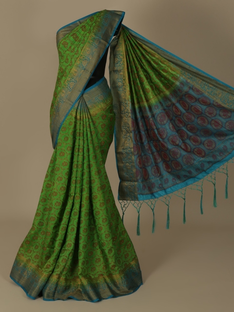 

Pothys Green & Brown Jute Silk Woven Design Saree