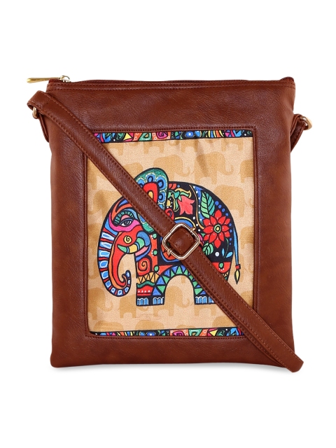 

All Things Sundar Beige & Brown Printed Sling Bag