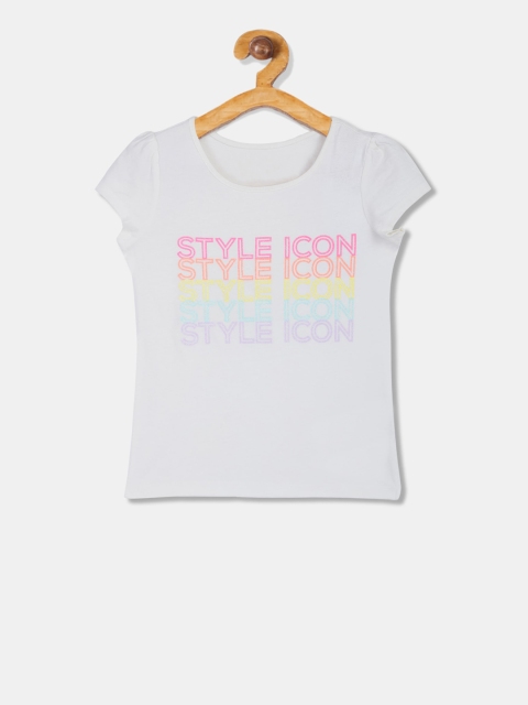 

The Childrens Place Girls White Printed Round Neck T-shirt