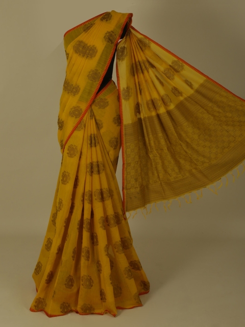 

Pothys Mustard Yellow Woven Design Jute Silk Saree