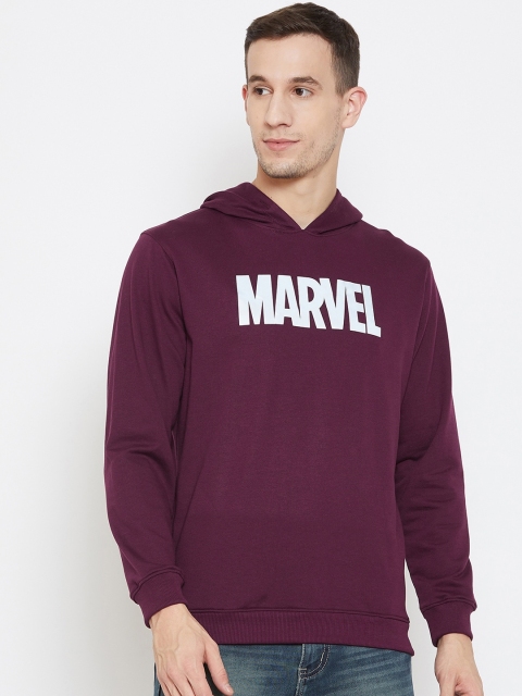

Marvel by Wear Your Mind Men Burgundy Printed Hooded Sweatshirt