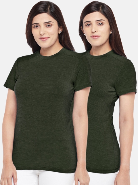 

Kosha Women Plus Size Olive Merino Wool & Bamboo Half Sleeves Thermal Top Pack of 2