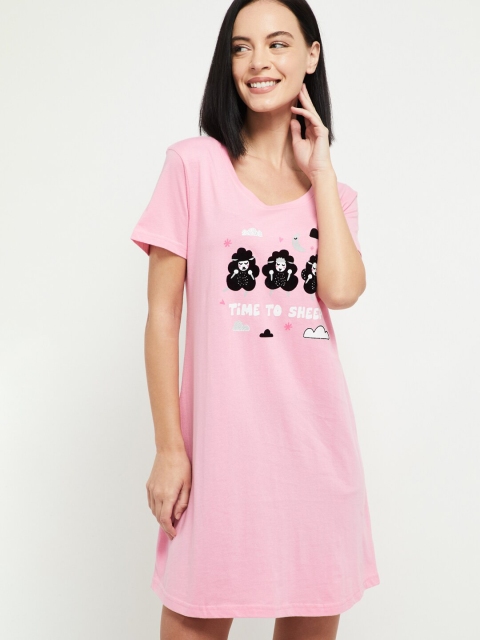 

max Women Pink Printed Nightdress