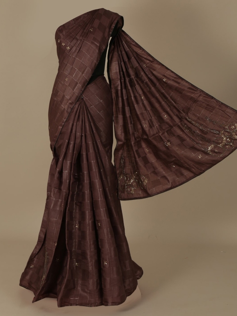 

Pothys Brown Woven Design Jute Silk Saree