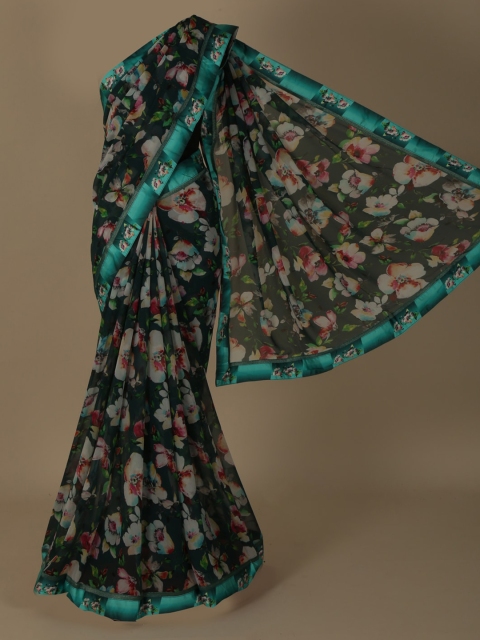 

Pothys Blue & Green Poly Georgette Printed Saree