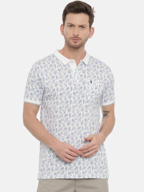 

Classic Polo Men White Printed Polo Collar T-shirt