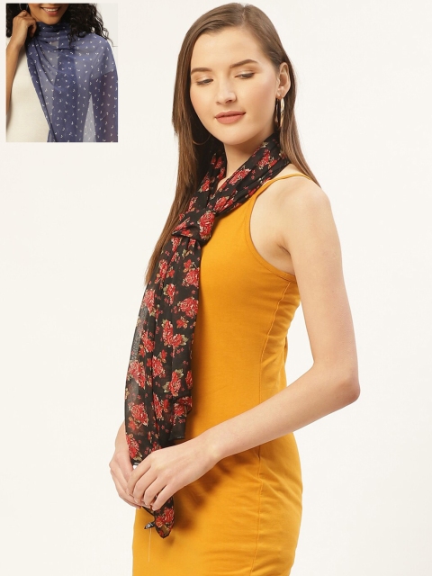 

Trend Arrest Women Pack of 2 Printed Scarves, Black