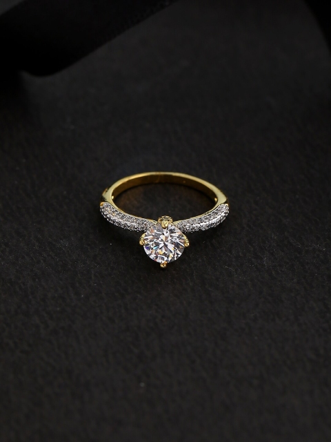

Voylla Women Gold-Plated CZ Gems Adorned Casual Ring