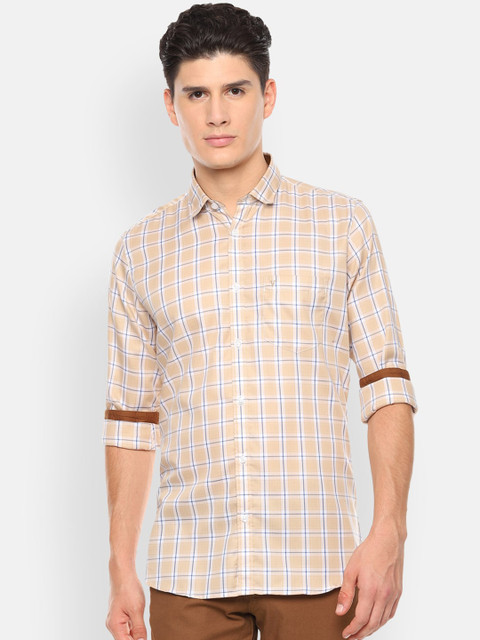 

Van Heusen Sport Men Beige Slim Fit Checked Cotton Casual Shirt