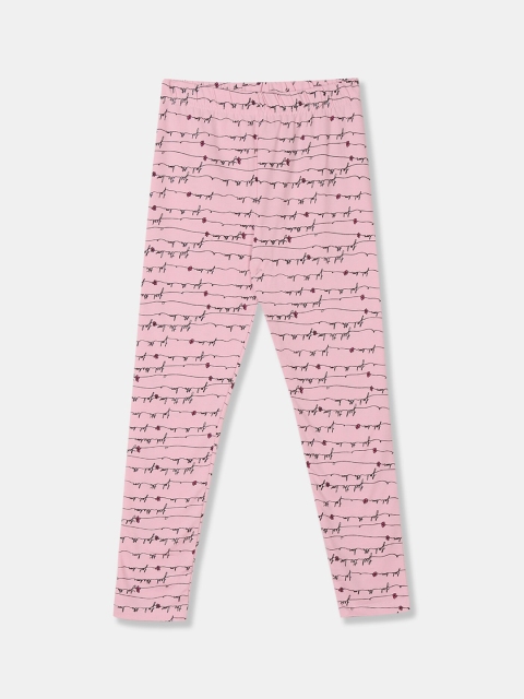 

Cherokee Girls Pink Printed Cotton Leggings