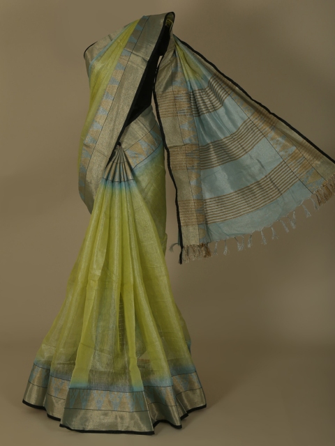 

Pothys Green & Blue Pure Linen Woven Design Saree
