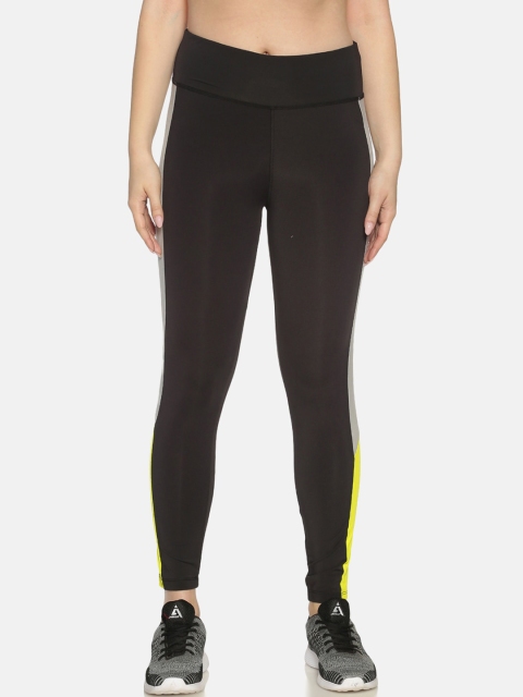 

Campus Sutra Women Black & Grey Solid Training Tights