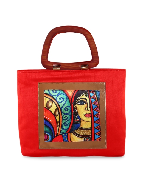 

All Things Sundar Red Printed Handheld Bag