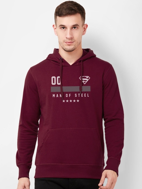 

Free Authority Men Maroon Printed Hooded Sweatshirt