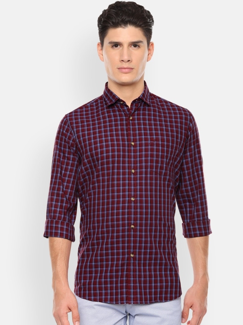 

Van Heusen Sport Men Maroon & Blue Slim Fit Checked Casual Shirt