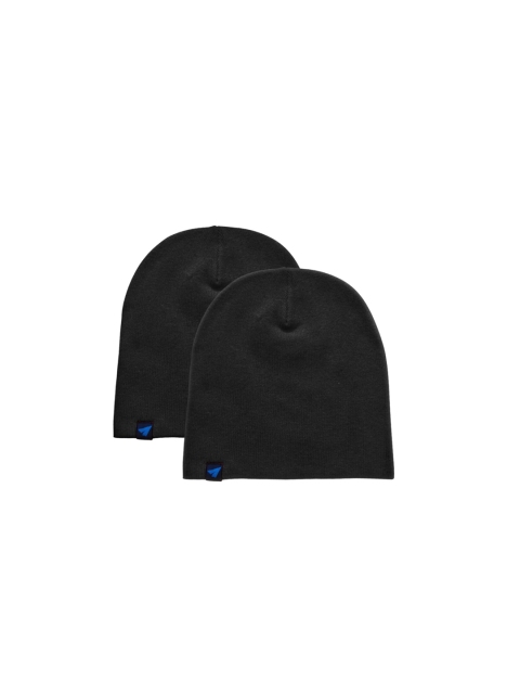 

Kosha Men Pack Of 2 Black Solid Beanie