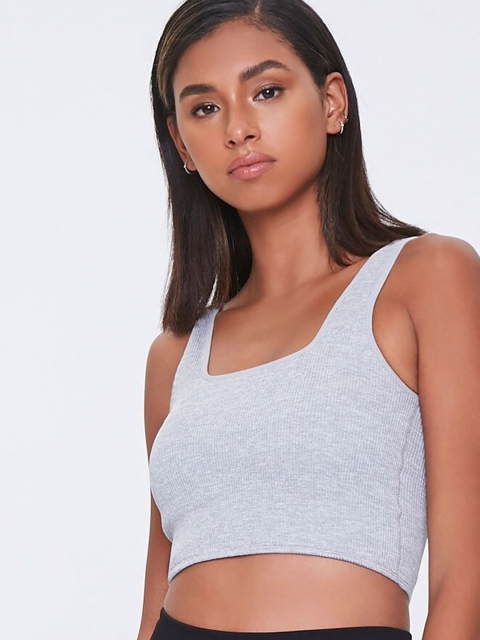 

FOREVER 21 Women Grey Solid Seamless Non-Wired Non-Padded Camisole Bra 40844802