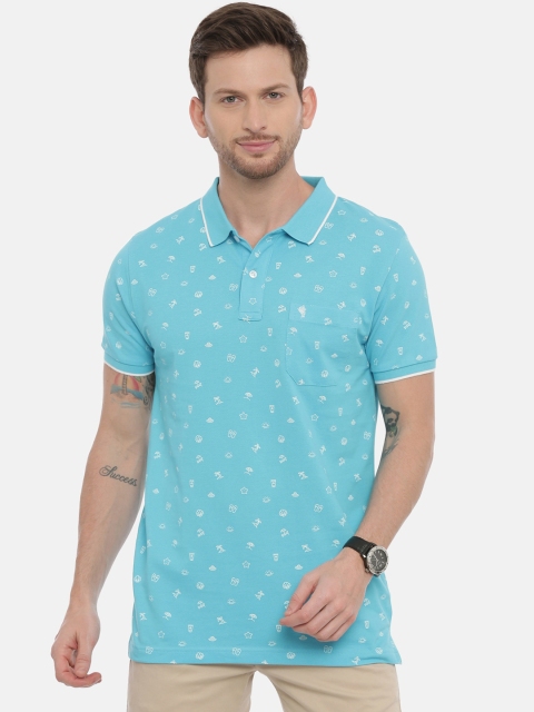 

Classic Polo Men Blue Printed Polo Collar T-shirt