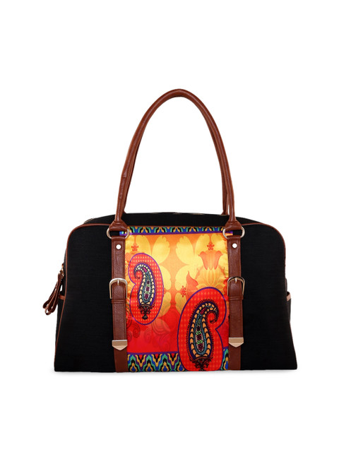 

All Things Sundar Black Printed Handheld Bag