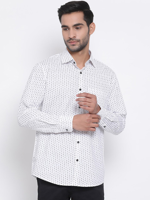 

Richlook Men White & Blue Slim Fit Printed Casual Shirt