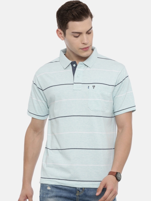 

Classic Polo Men Blue Striped Polo Collar T-shirt