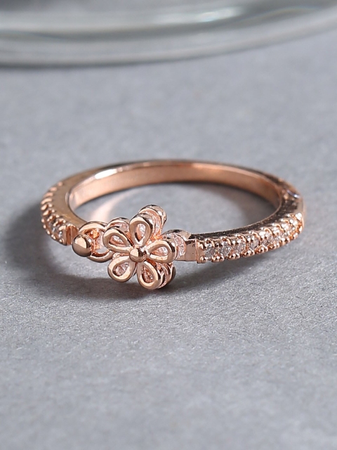 

Voylla Rose Gold-Plated Cubic Zirconia Studded Handcrafted Finger Ring