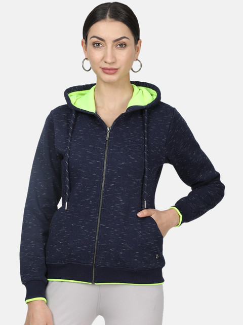 

Monte Carlo Women Navy Blue Self Design Hooded Sweatshirt
