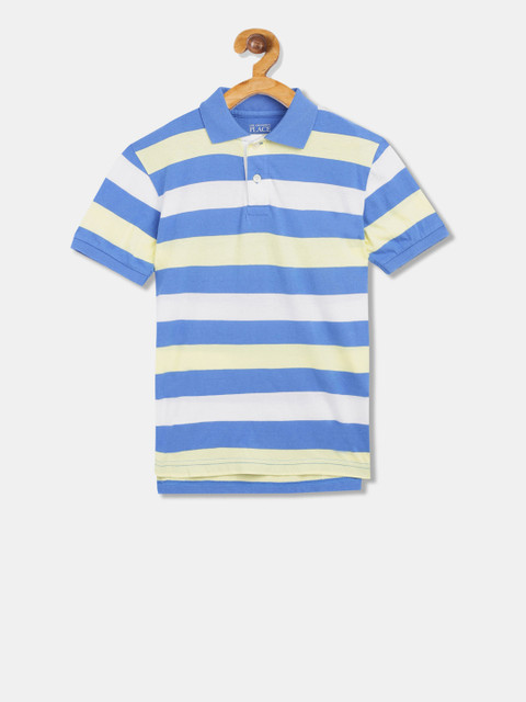 

The Childrens Place Boys White Striped Polo Collar T-shirt