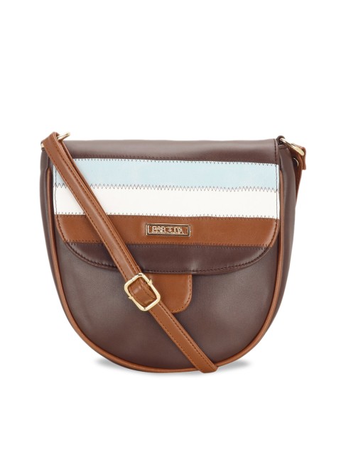

ESBEDA Brown & White Colourblocked Sling Bag