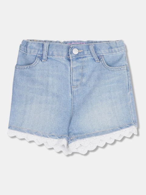 

The Childrens Place Girls Blue Washed Regular Fit Denim Shorts