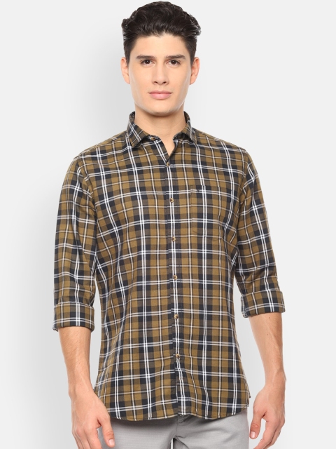 

Van Heusen Sport Men Mustard Yellow & Black Slim Fit Checked Casual Shirt
