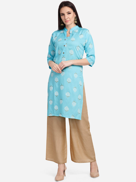 

SHAVYA Women Blue & Beige Printed Kurta with Palazzos