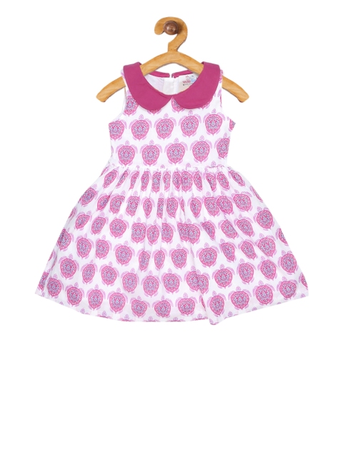 

YOUNG BIRDS Girls White Printed Fit and Flare Dress
