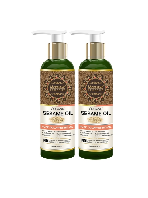 

Morpheme Remedies Unisex Set of 2 Pure Organic Sesame Coldpressed Hair Oil, Green