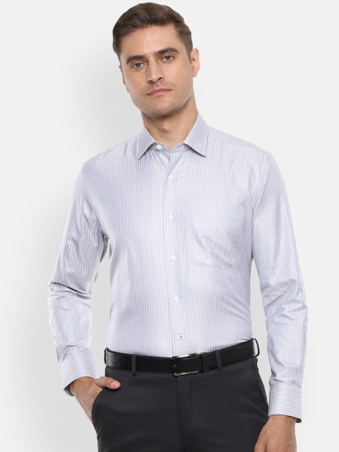 

Luxure by Louis Philippe Men Blue & White Regular Fit Striped Formal Shirt