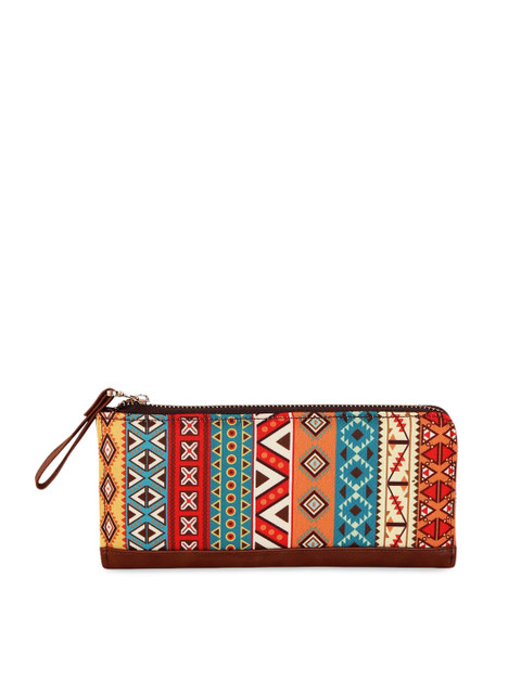 

All Things Sundar Women Red & Blue Printed Zip Around Wallet