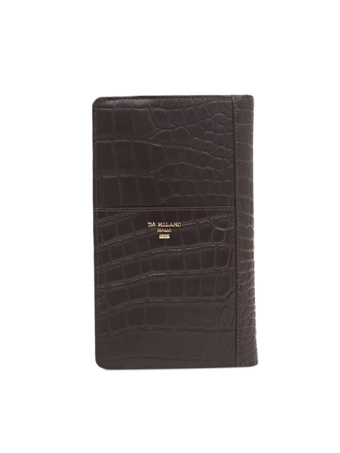 

Da Milano Men Brown Textured Leather Long Zip Around Wallet