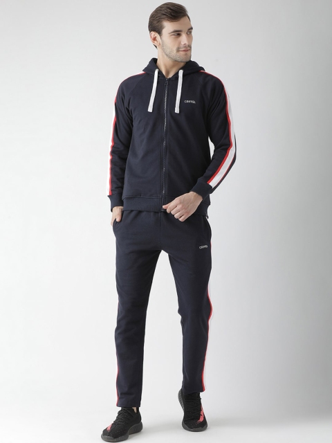 

GRIFFEL Men Navy Blue & White Solid Tracksuit