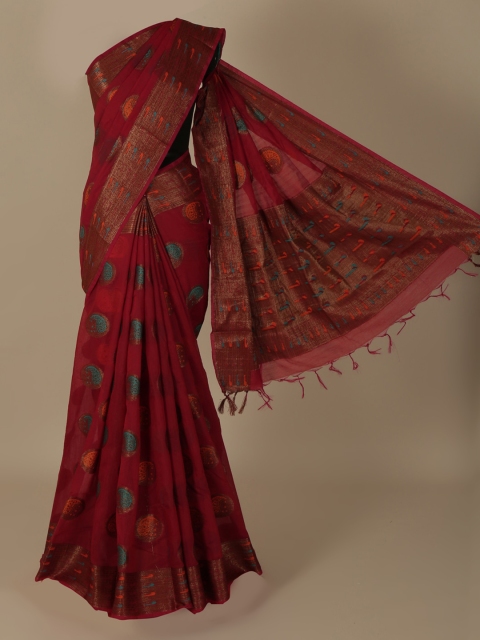 

Pothys Maroon Woven Design Jute Silk Saree