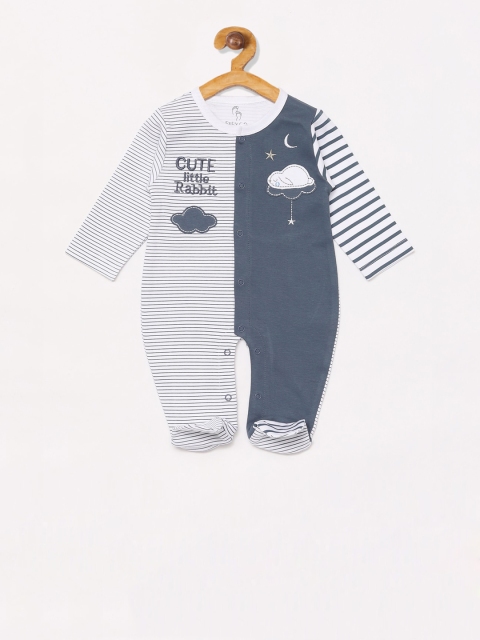 

Baby Go Boys Blue & White Organic Cotton Striped Sleepsuit