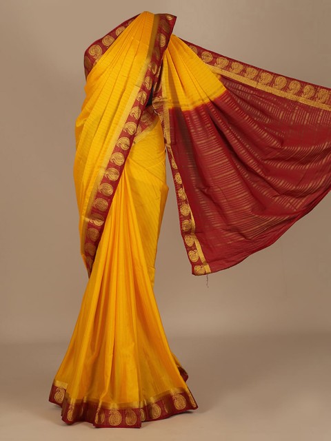 

Pothys Yellow Solid Saree