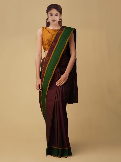 

Unnati Silks Brown Solid Pure Kanchi Cotton Handcrafted Saree