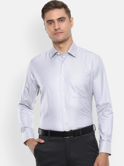 

Luxure by Louis Philippe Men Blue & White Regular Fit Striped Formal Shirt
