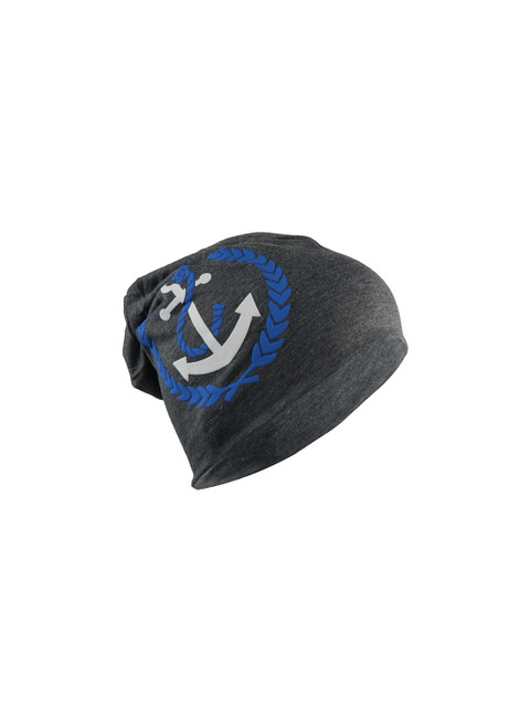 

iSWEVEN Unisex Grey & Blue Printed Beanie, Charcoal