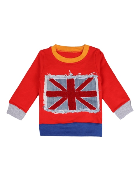 

DOROKIDS Boys Red & Grey Printed Sweatshirt