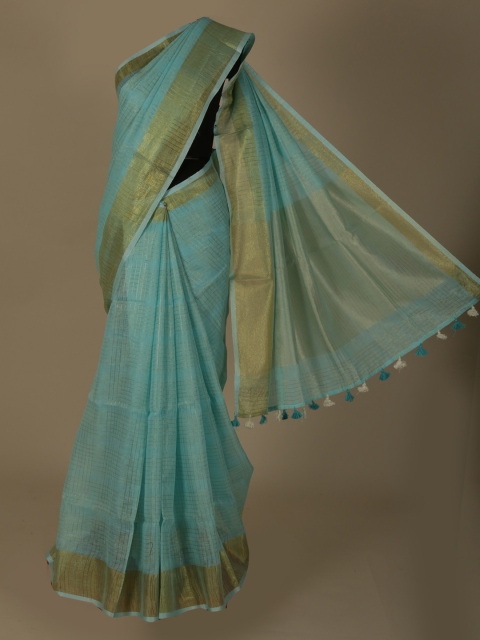 

Pothys Blue Woven Design Pure Linen Saree