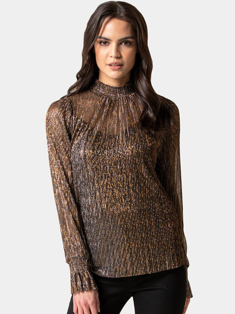 

Forever New Women Gold-Toned Printed Top