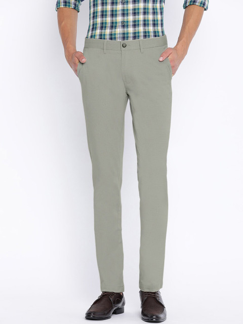 

Basics Men Grey Tapered Fit Printed Regular Trousers