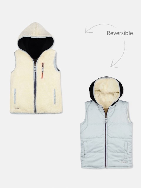 

Cherry Crumble Boys Blue Solid Reversible Padded Jacket