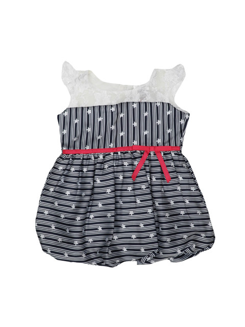 

Doodle Girls Navy Blue Striped Balloon Dress